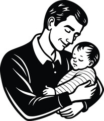 Happy Father's Day Silhouette Vector Illustrations - Celebrating Dad