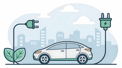 Electric Car Icon Charging Plug Electric Vehicle Technology Concept Stock Photo