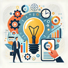 Flat Soft Abstract Digital Art Innovative Product Development Creative Studio Copy Space Vector Illustration Business Innovation