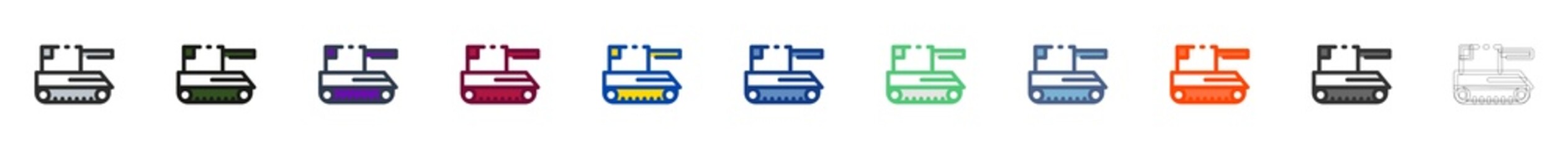 Tank Collection of A simple, minimalistic, flat line icon with an isolated outline.