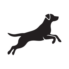 Naklejka premium Silhouette of a Labrador Retriever in a striking pose, such as Leaping mid-air attentively