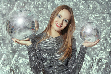 Naklejka premium silver disco style