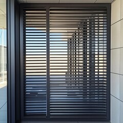 Aluminium blinds in shuttered window