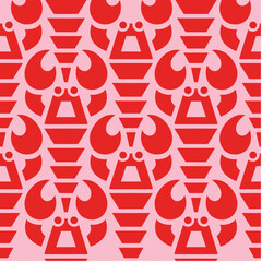 Seamless pattern with lobster. Marine texture with lobster, seaweed. Perfectly look on fabric, wrapping, textile.