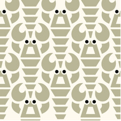 Seamless pattern with lobster. Marine texture with lobster, seaweed. Perfectly look on fabric, wrapping, textile.