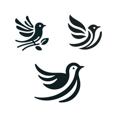 Obraz premium Simple Minimalist Bird Logo - Single Color Vector on White Background