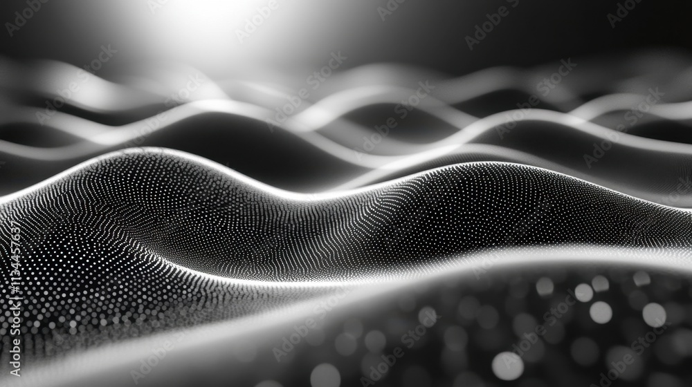 Poster captivating waves of light and shadow create an ethereal landscape reminiscent of a digital dreamsca