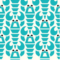 Seamless pattern with lobster. Marine texture with lobster, seaweed. Perfectly look on fabric, wrapping, textile.
