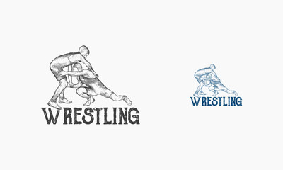 Wrestling match illustration showing two athletes competing