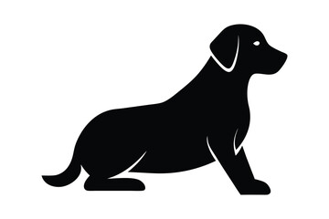 Minimalist silhouette of a black Labrador in a calm, lying down, sleeping, and resting pose.