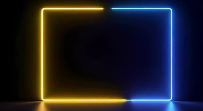 leek Rectangular Neon Frame with Smooth Color Gradient Transitions on Black Background