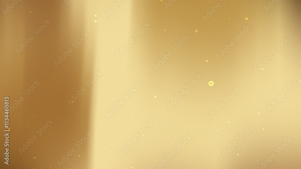 Poster abstract gold background with scattered illuminated particles