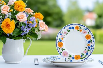 An Art Nouveau-themed Christmas table setting, complete with delicate plates, elaborate cutlery, and elegant flower arrangements.
