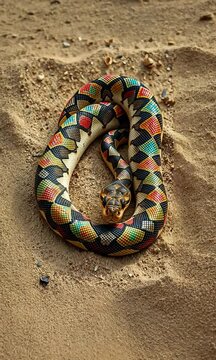 Vibrant Rainbow Python on Sandy Ground A Stunning Display of Nature's Artistry