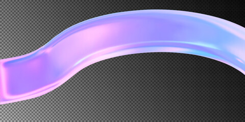 Abstract holographic wave with a blue and pink gradient on a transparent background. Vector graphic.