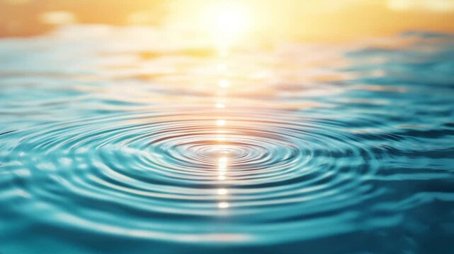 Gentle water ripple spreading in circular waves from the center outward with soft light reflections in a seamless loop