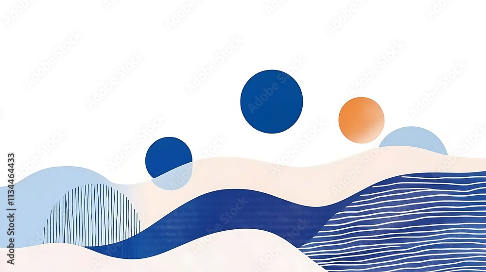 Aufkleber calm blue waves pattern on a light background for a serene and refreshing design