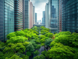 Fototapeta premium The beautiful green of nature in cities ai generated
