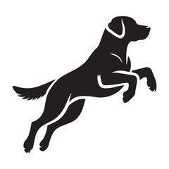 Naklejka premium Silhouette of a Labrador Retriever in a striking pose, such as Leaping mid-air attentively