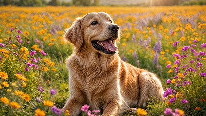 dog and flowers