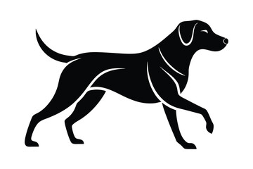 Naklejka premium Silhouette of a Labrador Retriever in a striking pose, such as running gracefully