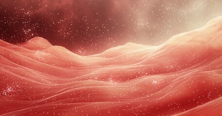 Fototapeta premium Vibrant Red Particle Dust Background with Soft Glowing Particles and Flowing Light Effects, Atmospheric Abstract Design Ideal for Textures and Layered Backgrounds, Generative AI