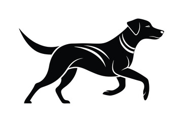 Naklejka premium Silhouette of a Labrador Retriever in a striking pose, such as running gracefully
