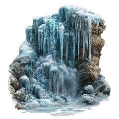Attractive Frozen waterfalls Isolated On Transparent Background 

