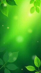 Obraz premium gradient from lime green to forest green, social story background with leaf ornament, greeting card 9:16