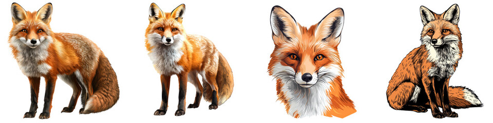 Fototapeta premium Majestic Red Fox Surrounded by a Lush Forest Habitat This stunning image captures the beauty and grace of a curious red fox standing alert in its natural woodland environment