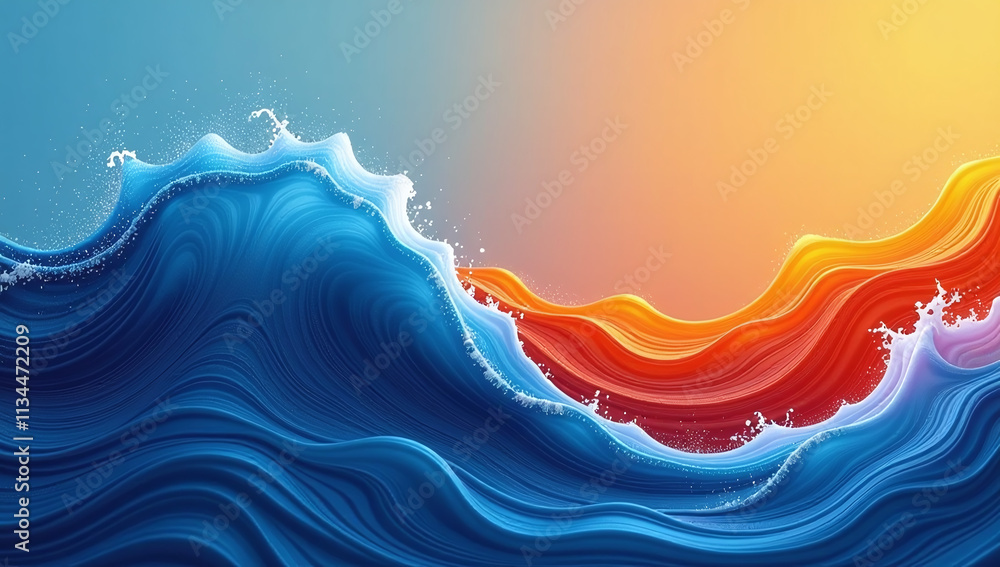Aufkleber abstract curve blue orange background dynamic wave grainy textured banner colorful gradient wave