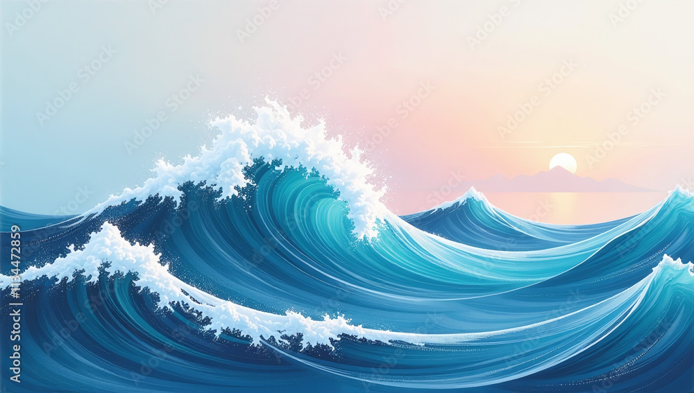 Poster abstract wave patterns textured summer background feature calming blend colors soothing gradient