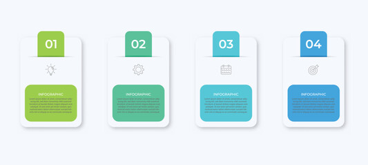 Vector Infographic label design template with icons and 4 options or steps. Can be used for process diagram, presentations, workflow layout, banner, flow chart, info graph
