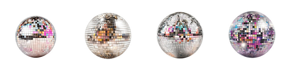 Obraz premium Mesmerizing mirrored disco ball reflecting a kaleidoscope of dazzling vibrant lights and colors creating a captivating atmosphere for festive events and entertainment