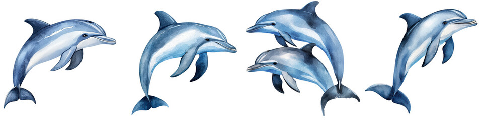 Obraz premium Magnificent dolphins leaping playfully in the vibrant blue tropical ocean showcasing their graceful movements and athletic abilities as part of the diverse marine ecosystem