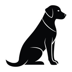 Silhouette of  a Labrador Retriever in a striking pose, such as Sitting attentively