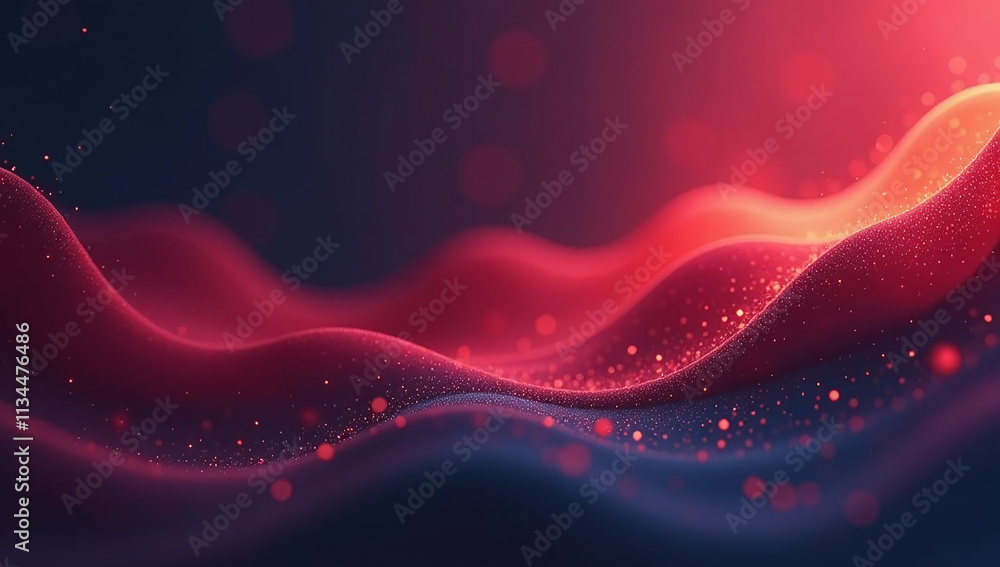 Poster dark abstract background features blurred wave red orange purple grain texture empty copy