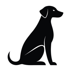 Silhouette of  a Labrador Retriever in a striking pose, such as Sitting attentively