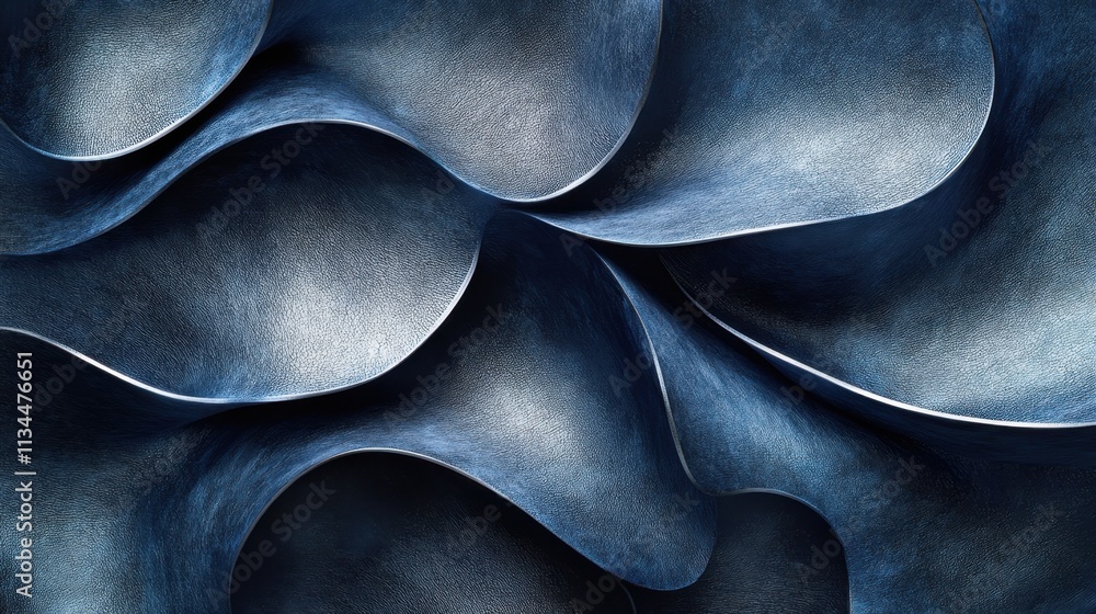 Poster fluid textures of indigo waves create a captivating visual experience in abstract form, inviting end