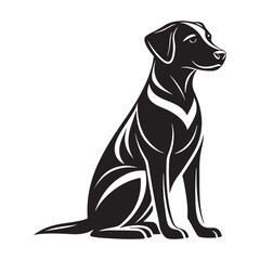 Silhouette of  a Labrador Retriever in a striking pose, such as Sitting attentively