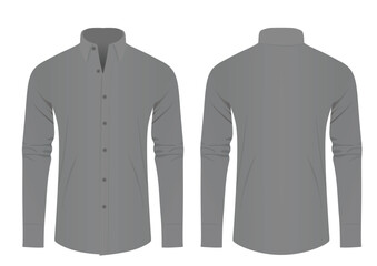 Grey man long sleeve shirt. vector illustration