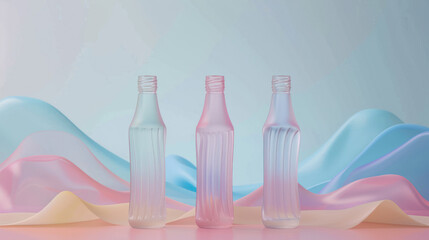 Elegant plastic bottle mock-up in a pastel background, emphasizing the curves and texture of the material