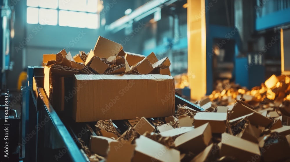 Aufkleber efficient package sorting in industrial warehouse factory setting photography bright environment ove