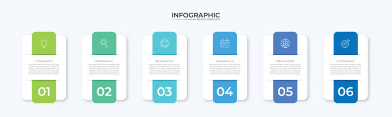 Vector Infographic label design template with icons and 6 options or steps. Can be used for process diagram, presentations, workflow layout, banner, flow chart, info graph