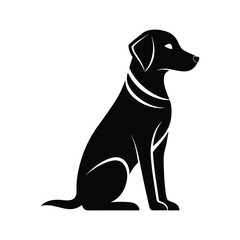 Silhouette of  a Labrador Retriever in a striking pose, such as Sitting attentively