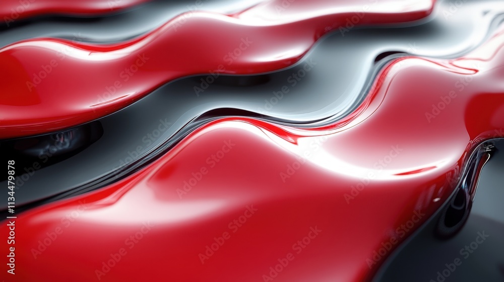 Poster fluid waves of red and black create a mesmerizing abstract design that captivates the eye with its s