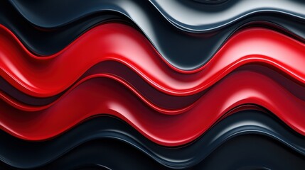 Abstract waves in bold red and black tones create a striking visual experience with dynamic movement and flowing forms