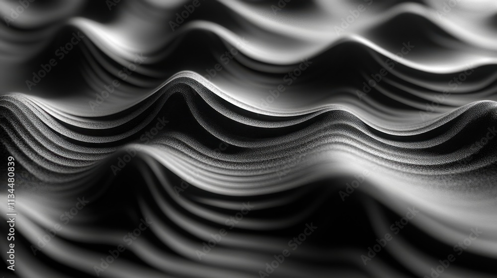 Aufkleber experiencing the flowing patterns of black fabric waves under soft light in an artistic arrangement
