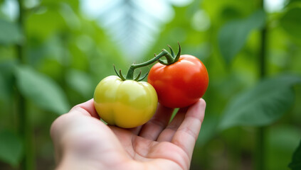 greenhouse tomatoes grown home green red