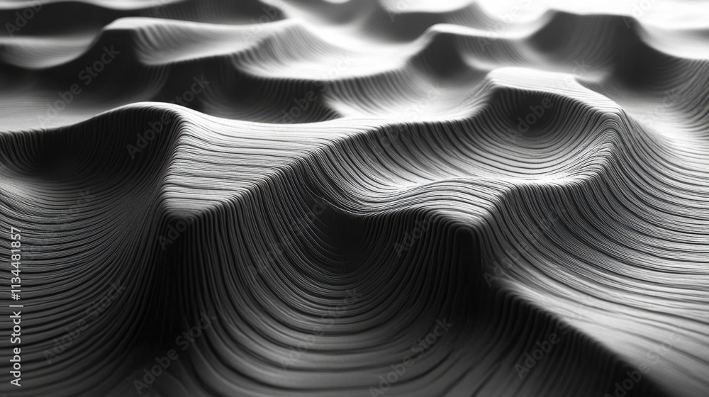 Poster elegant waves of texture create an intricate landscape of shadows and light in a monochromatic setti